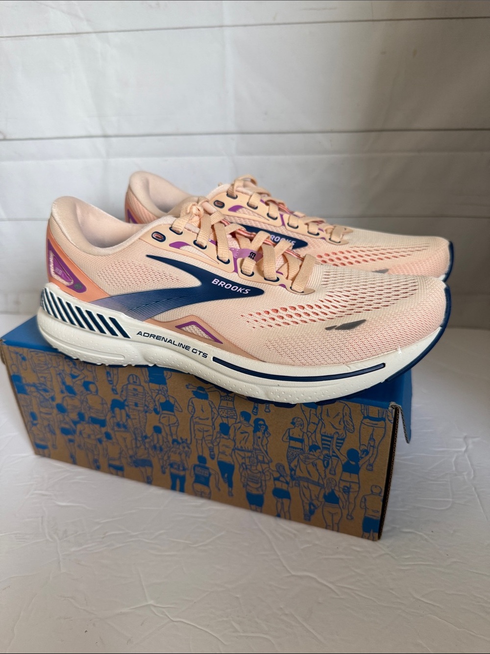 Brooks Size 8-8.5B Adrenaline GTS 23 Women's Running Shoes Apricot (Estate Blue) - Picture 2 of 9
